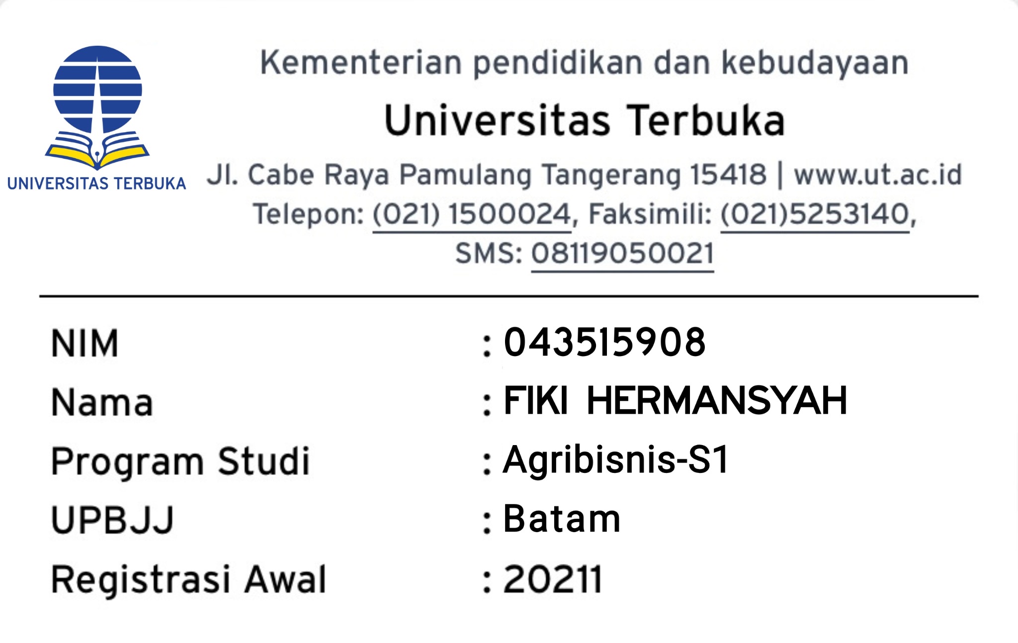 Data Mahasiswa Universitas Terbuka